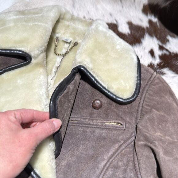 VINTAGE MAGGIE LAWRENCE LEATHER SHEARLING BIKER JACKET SIZE PETITE SMALL - Picture 6 of 14